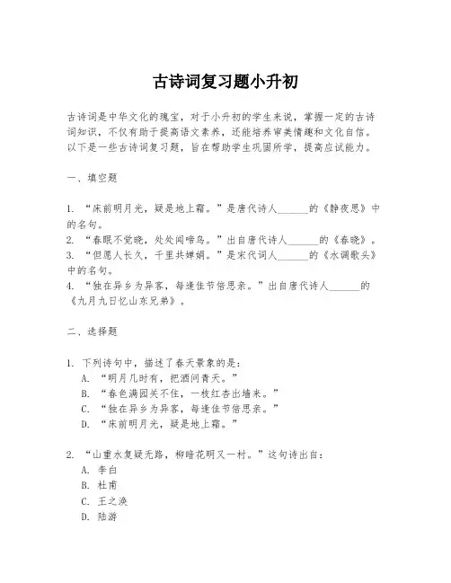 古诗词复习题小升初