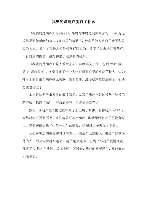 我要的是葫芦明白了什么