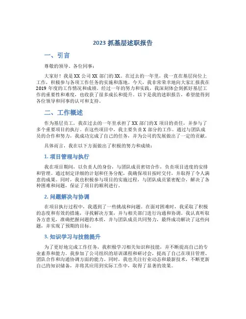 2023抓基层述职报告