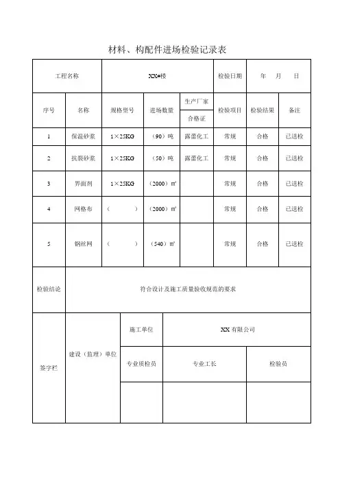 外墙保温墙资料检验批