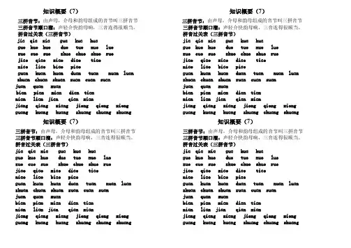 幼儿园大班三拼音节知识概要