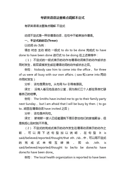 考研英语语法重难点精解不定式