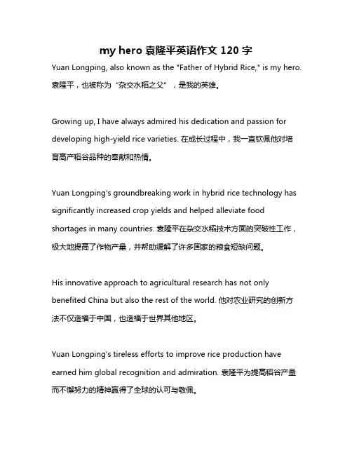 my hero袁隆平英语作文120字