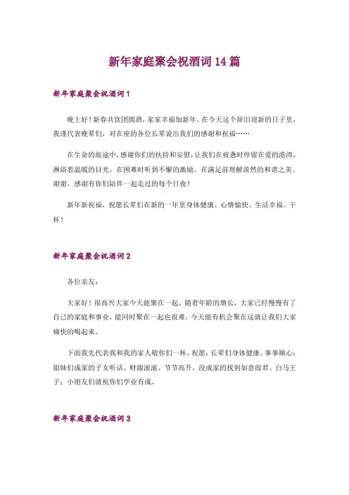 新年家庭聚会祝酒词14篇