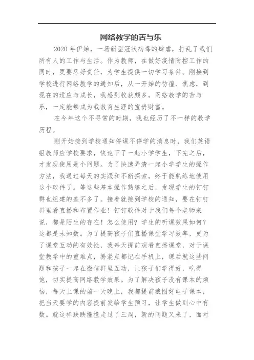网络教学的苦与乐
