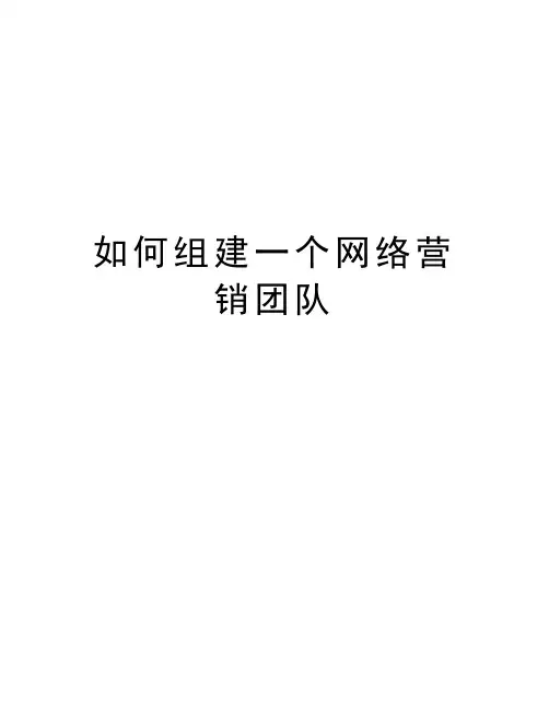 如何组建一个网络营销团队资料