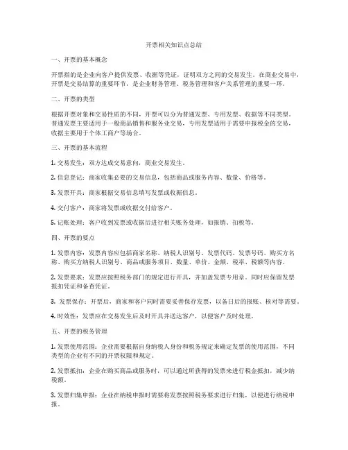 开票相关知识点总结