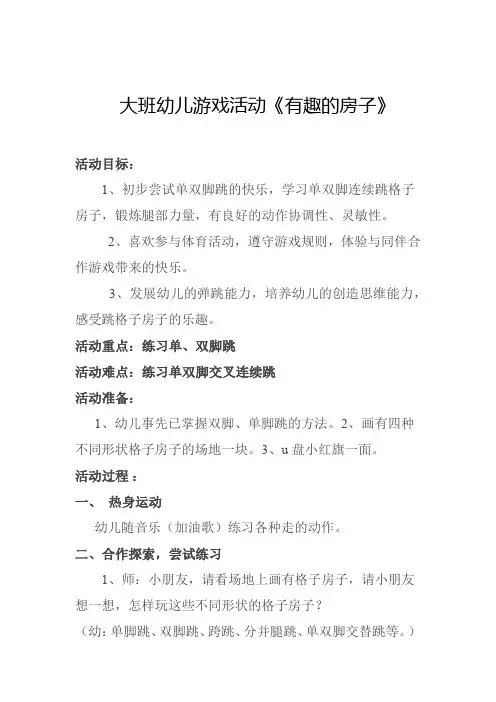 大班幼儿游戏活动《有趣的房子》
