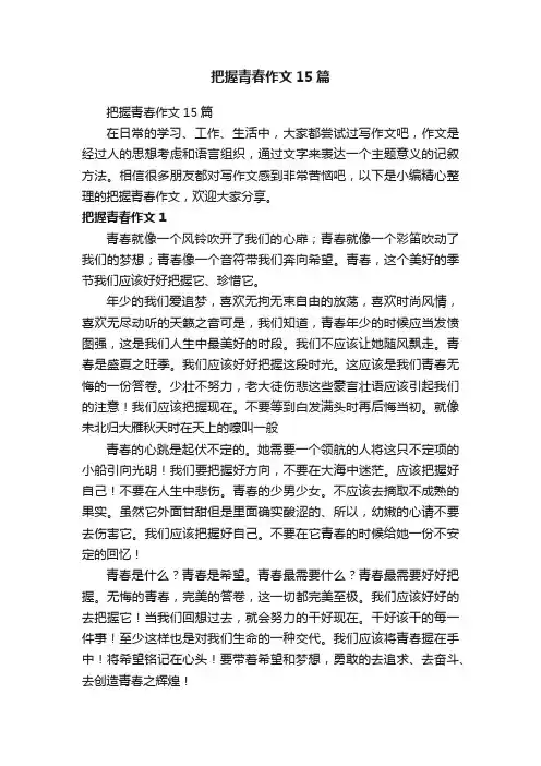 把握青春作文15篇
