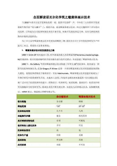 全面解读诺贝尔化学奖之噬菌体展示技术