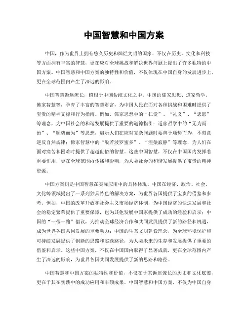 中国智慧和中国方案