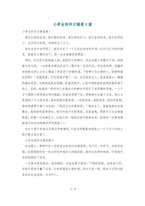 小学生的作文随笔5篇