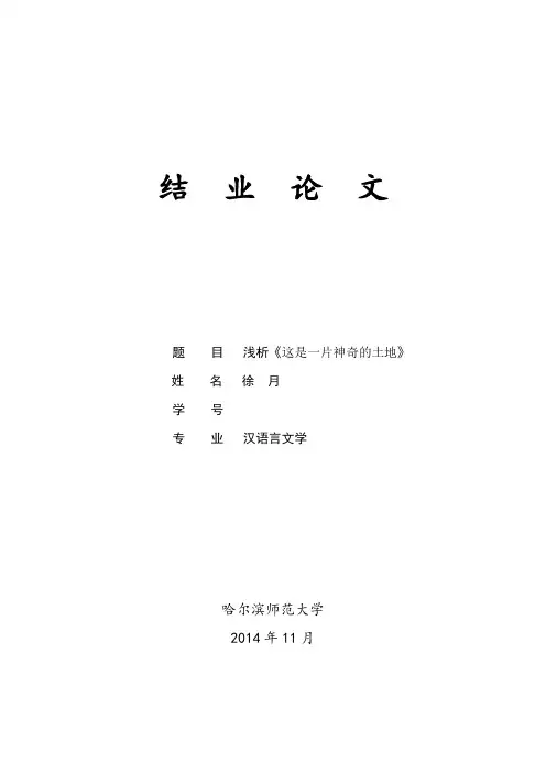 浅析《这是一片神奇的土地》
