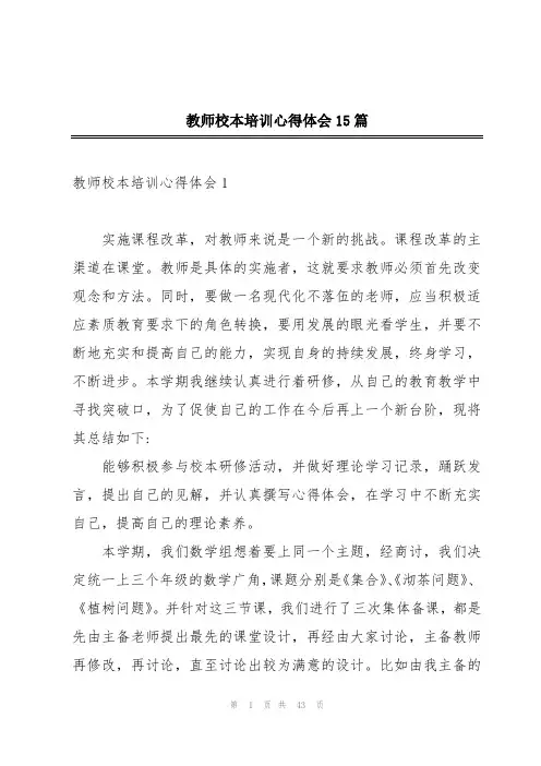 教师校本培训心得体会15篇