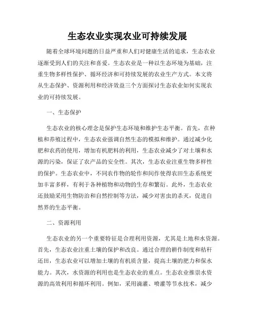 生态农业实现农业可持续发展
