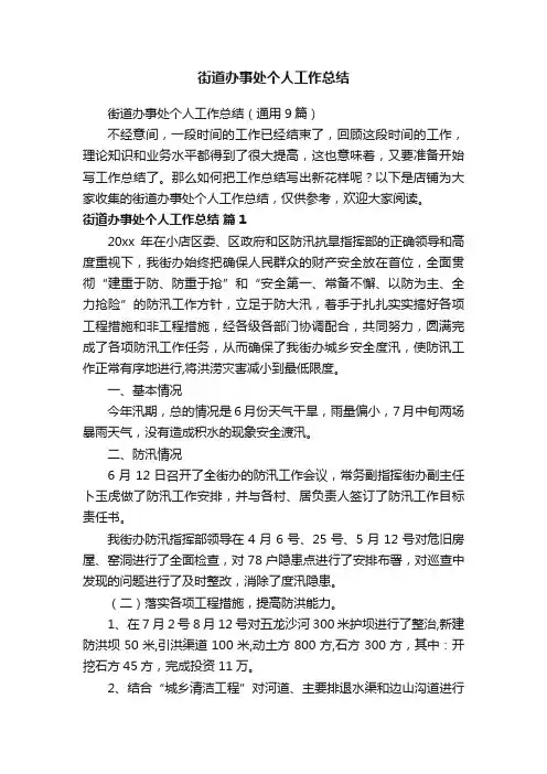 街道办事处个人工作总结