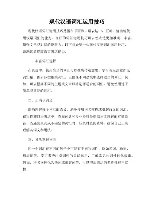 现代汉语词汇运用技巧