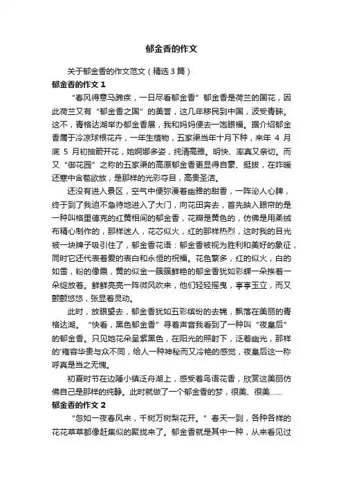 关于郁金香的作文范文（精选3篇）