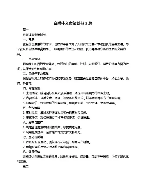 自媒体文案策划书3篇
