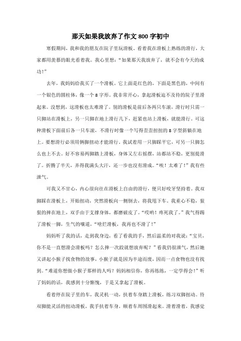 那天如果我放弃了作文800字初中
