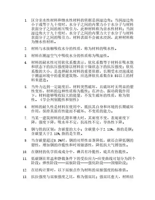 土木工程材料 复习材料