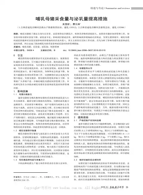 哺乳母猪采食量与泌乳量提高措施