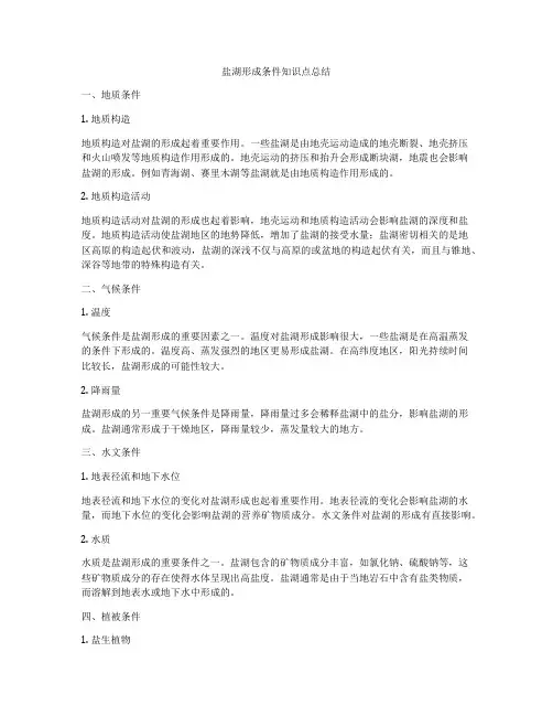 盐湖形成条件知识点总结