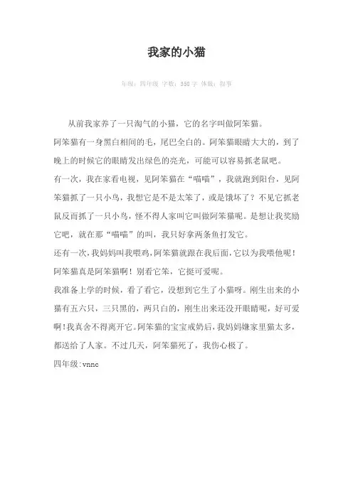 我家的小猫350字作文
