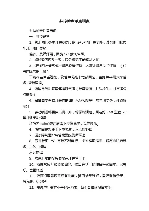 井控检查重点项点