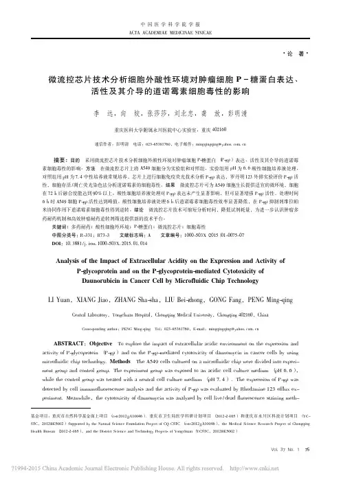 微流控芯片技术分析细胞外酸性环境及其介导的道诺霉素细胞毒性的影响