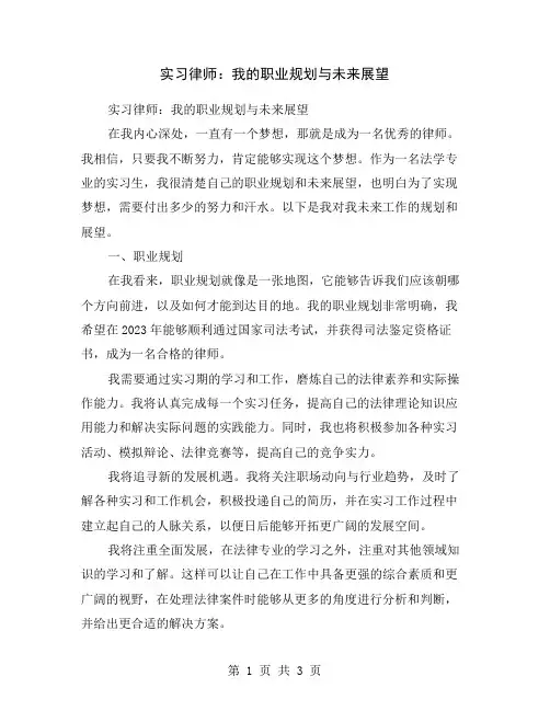 实习律师：我的职业规划与未来展望