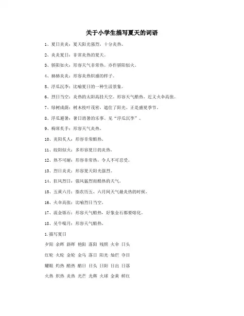 关于小学生描写夏天的词语