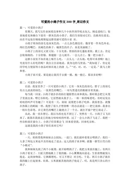 可爱的小鸽子作文300字_周记作文
