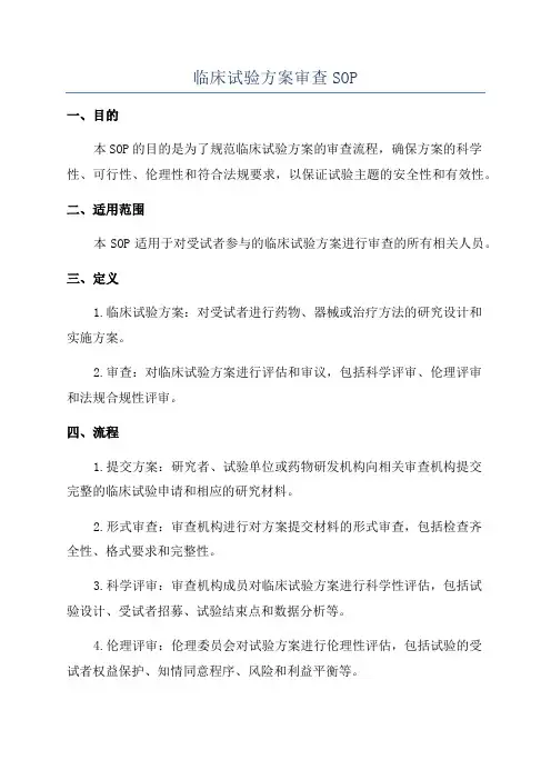 临床试验方案审查SOP