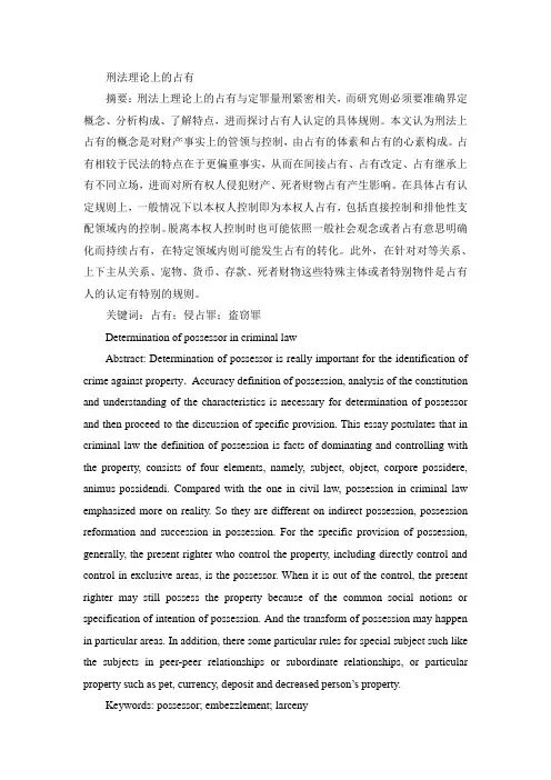 刑法理论上的占有