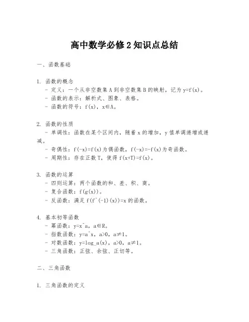 高中数学必修2知识点总结