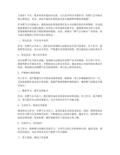 燃气公司标兵演讲稿范文