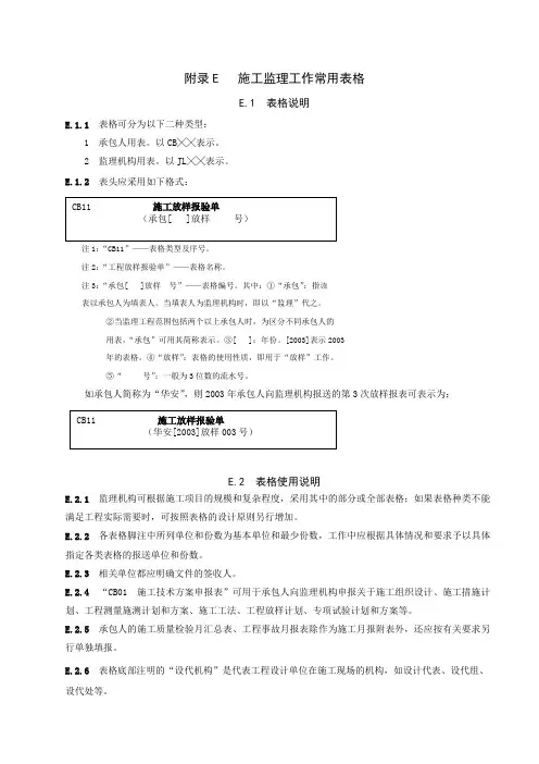 水利施工监理规范表格(doc 111页)