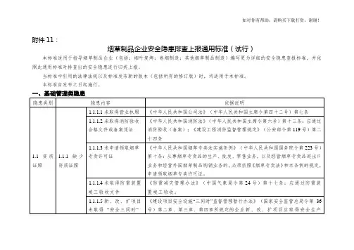 烟草制品企业安全隐患排查上报通用标准