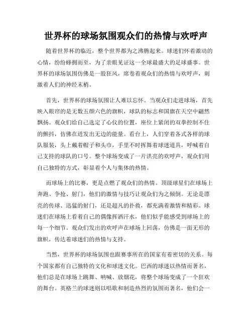 世界杯的球场氛围观众们的热情与欢呼声