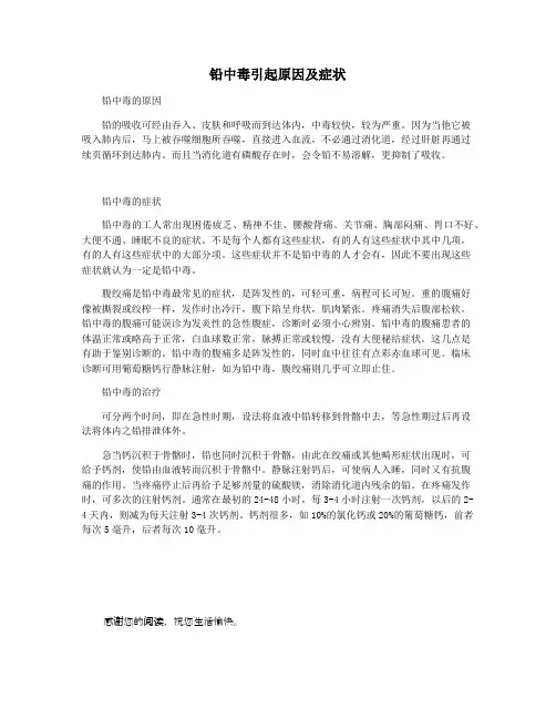 铅中毒引起原因及症状