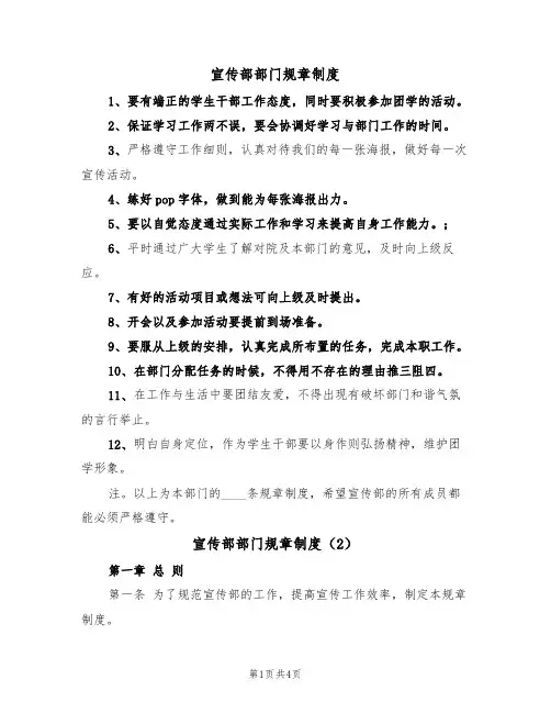 宣传部部门规章制度（2篇）