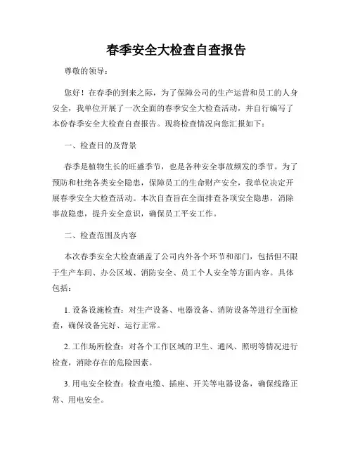 春季安全大检查自查报告