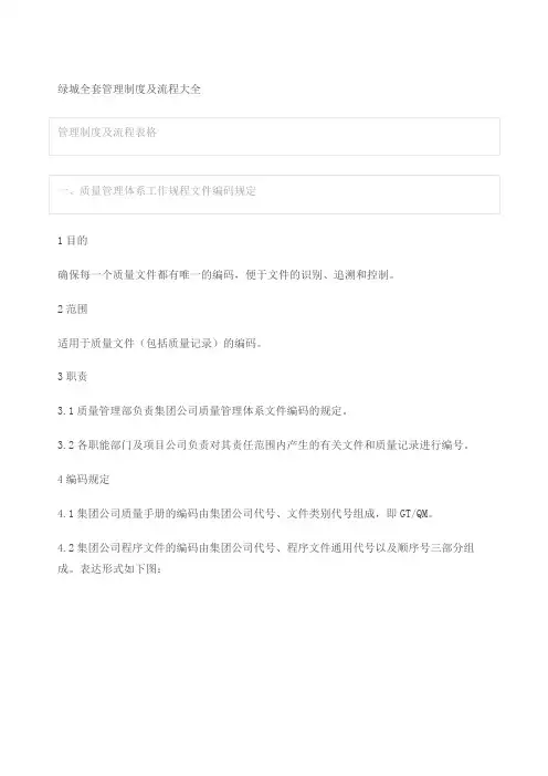 绿城全套管理规定及流程大全