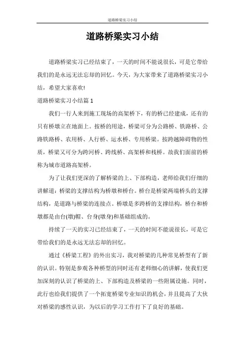 实习报告 道路桥梁实习小结
