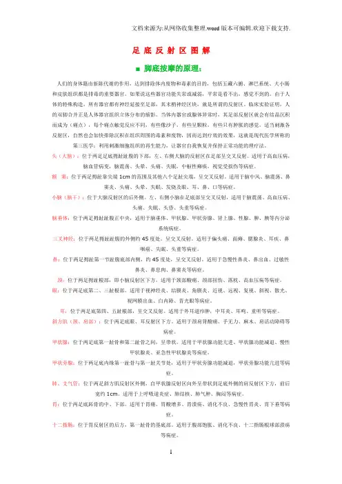 脚底按摩穴位图、按摩方法及正常反应