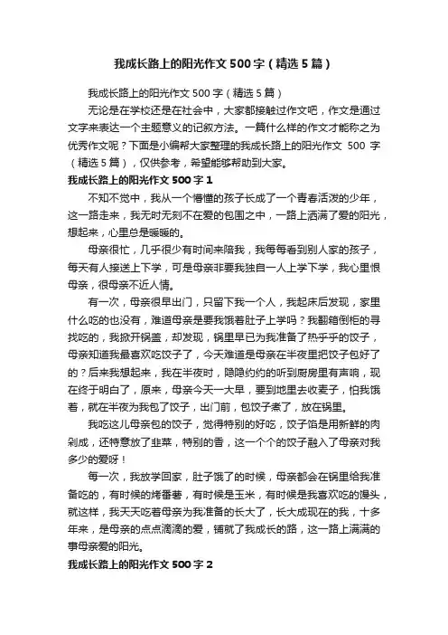 我成长路上的阳光作文500字（精选5篇）