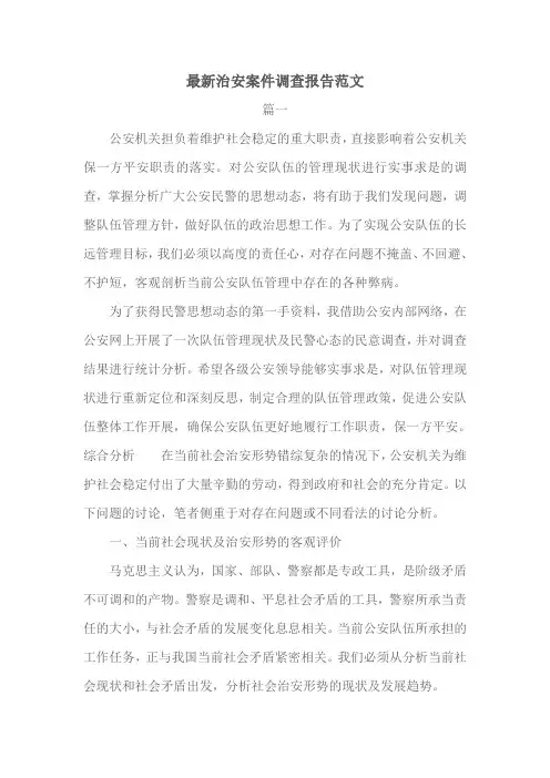 最新治安案件调查报告范文
