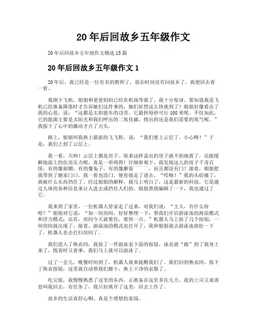 20年后回故乡五年级作文