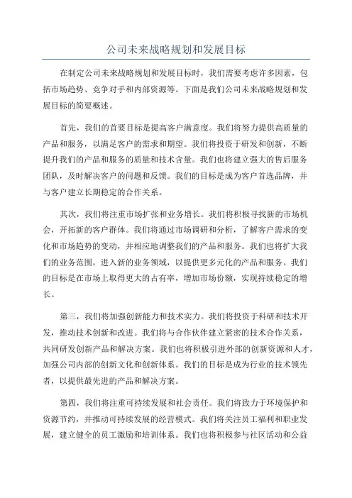 公司未来战略规划和发展目标